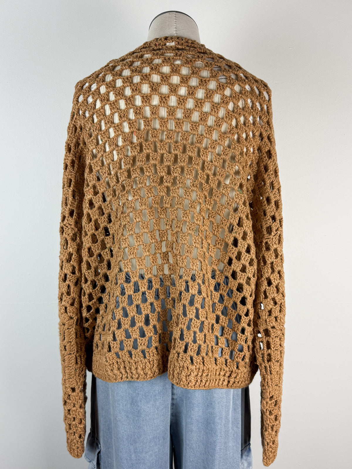 Kaia Open Weave Cardigan in Camel