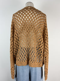 Kaia Open Weave Cardigan in Camel