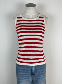 Brynn Striped Knit Tank in Red