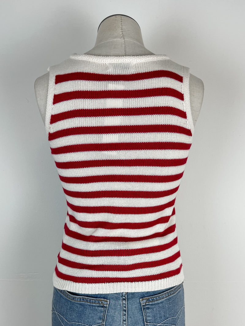 Brynn Striped Knit Tank in Red