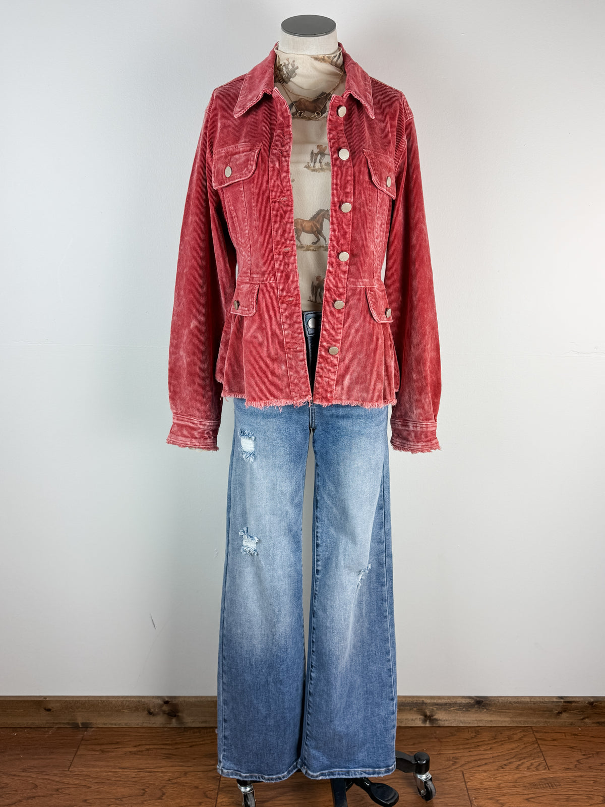 Ruth Washed Corduroy Jacket in Red