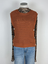 Mabel Side Button Sweater Vest in Rust