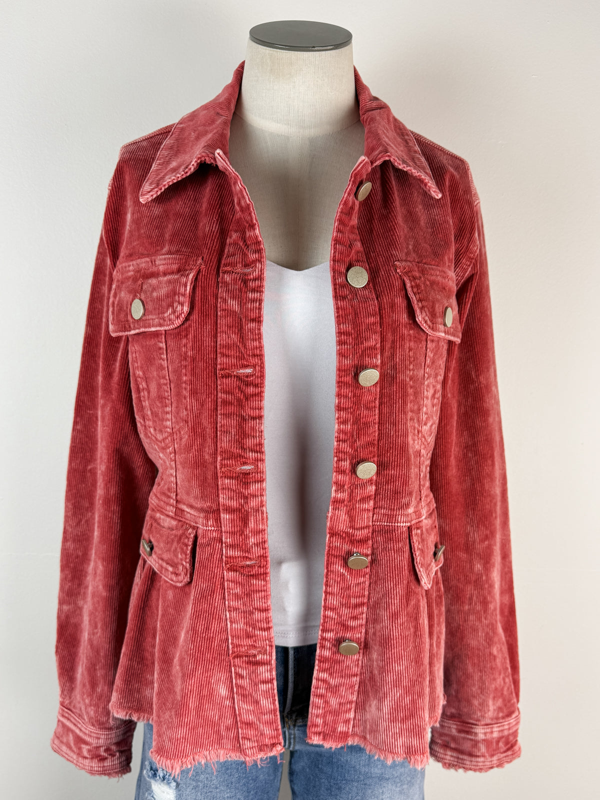 Ruth Washed Corduroy Jacket in Red
