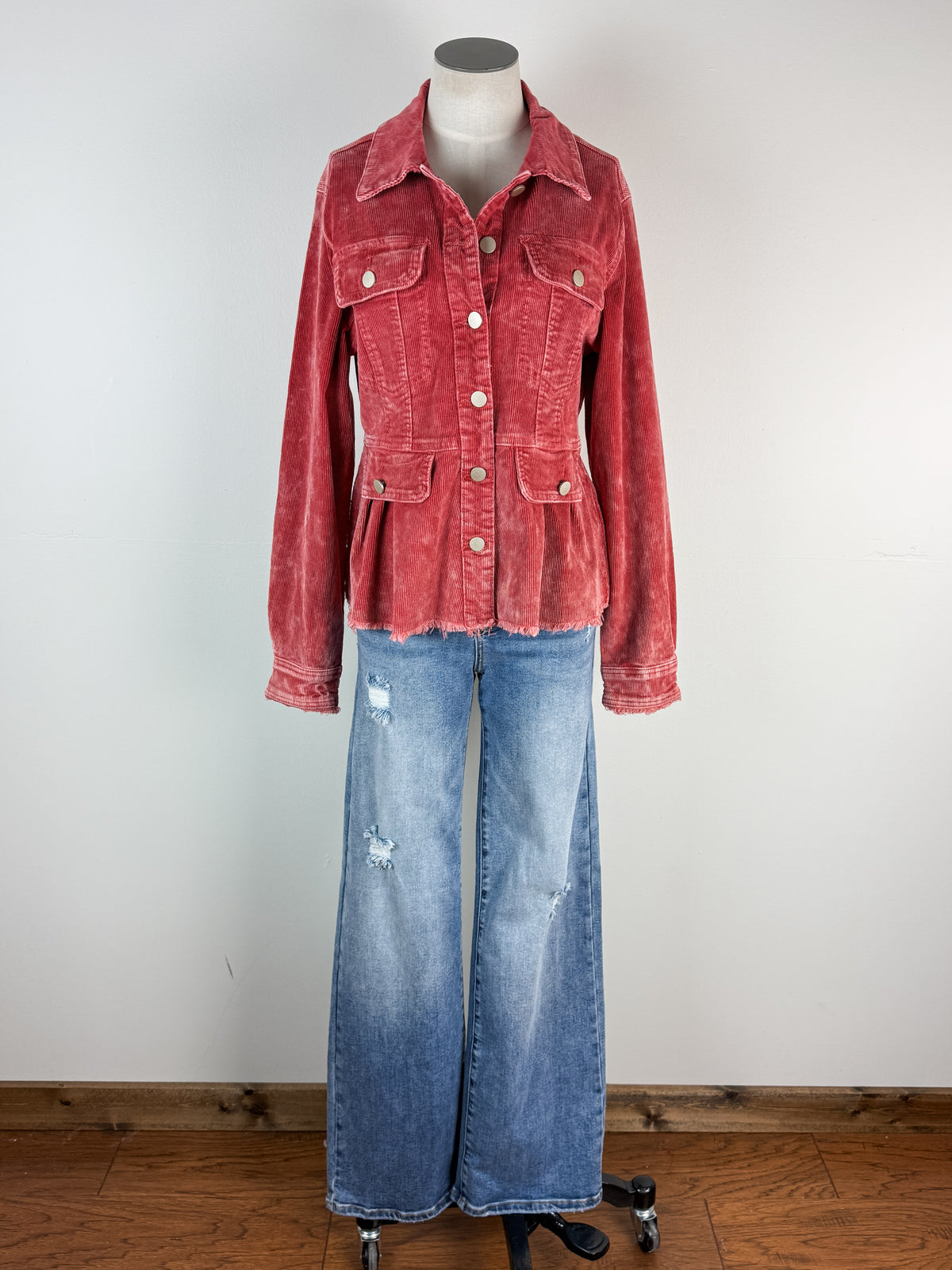 Ruth Washed Corduroy Jacket in Red