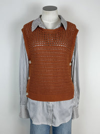 Mabel Side Button Sweater Vest in Rust