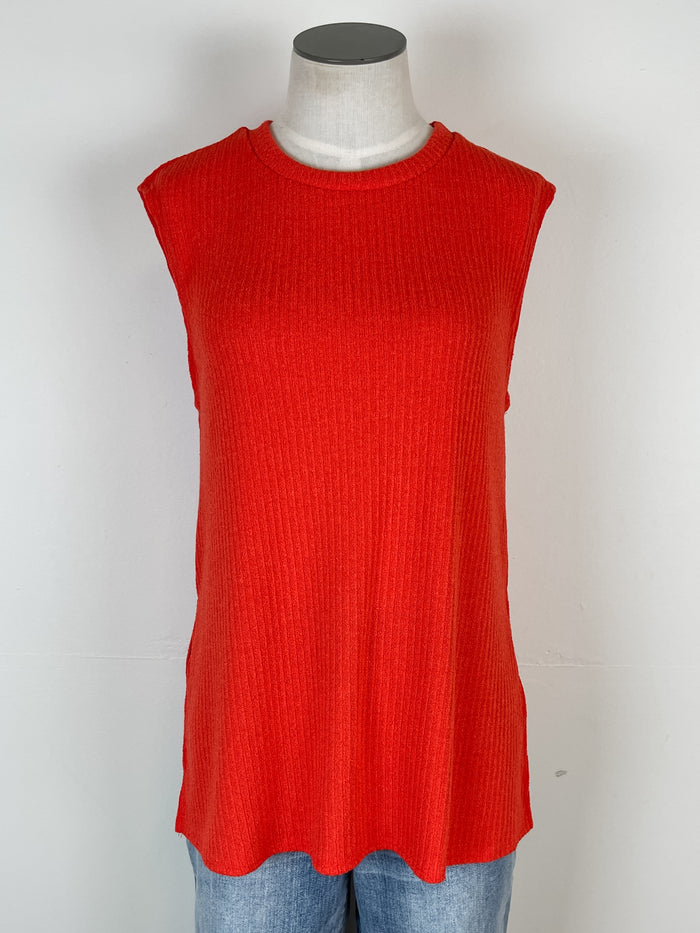 Kloe Textured Knit Tank in Flame