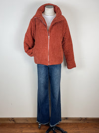 Mila Corduroy Puffer Jacket in Rust