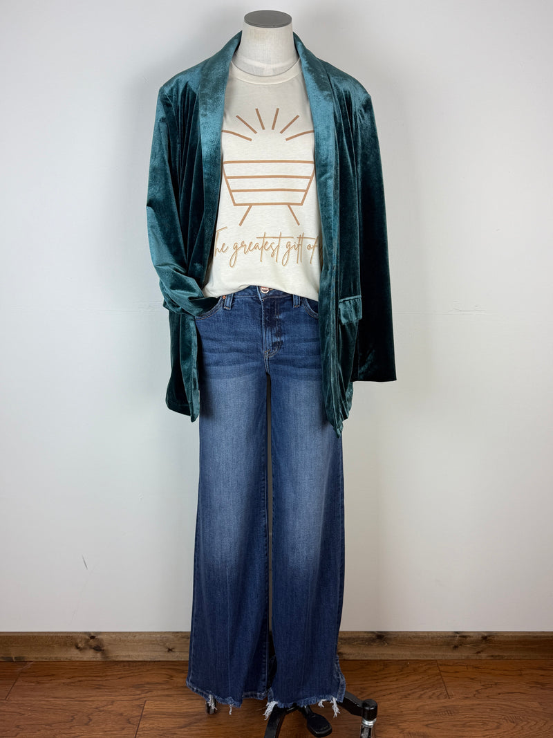 Lara Velvet Blazer in Dark Teal