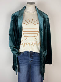 Lara Velvet Blazer in Dark Teal