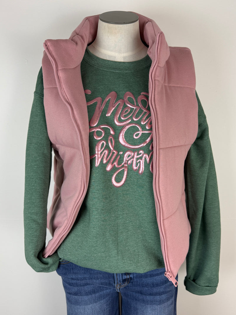 Sophie Classic Puffer Vest in Mauve