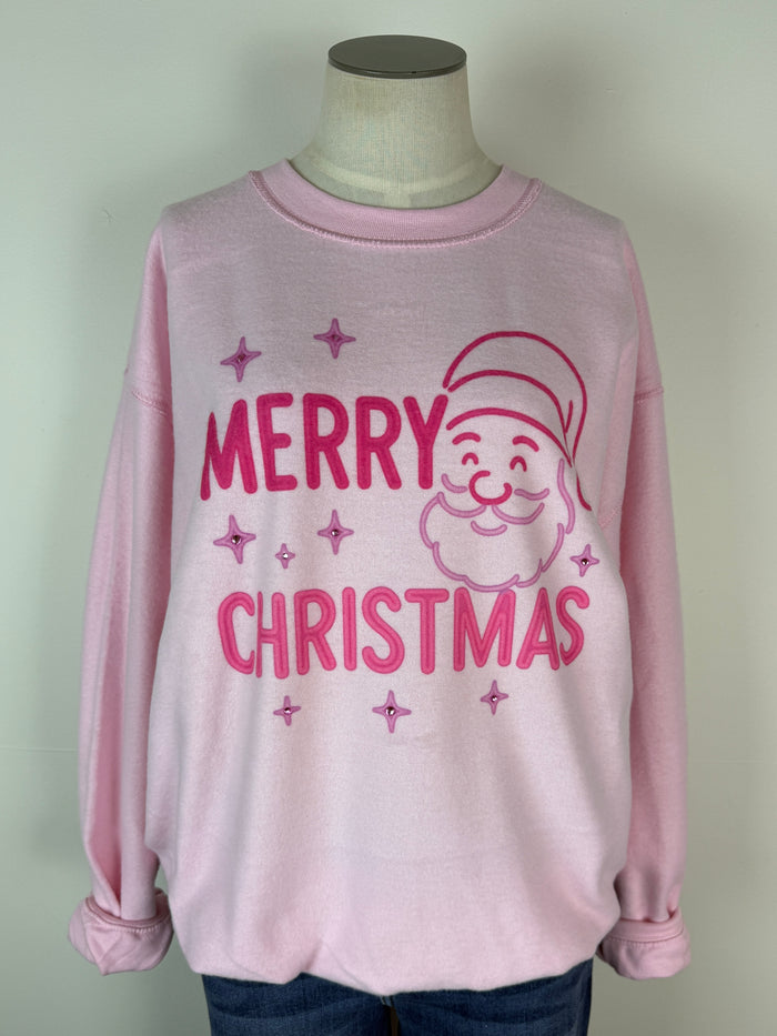 Merry Christmas Inside Out Sweatshirt in Pink