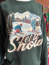 Let It Snow Ski Sweatshirt in Dark Green