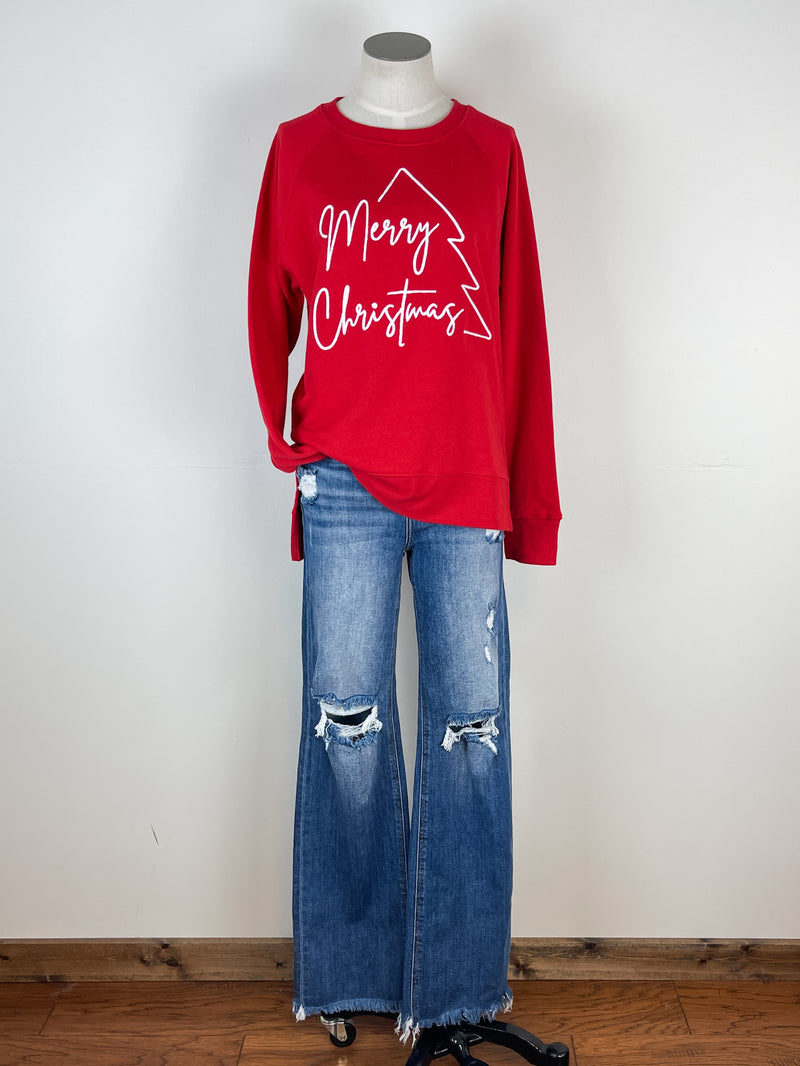 Merry Christmas Crew Neck in Red