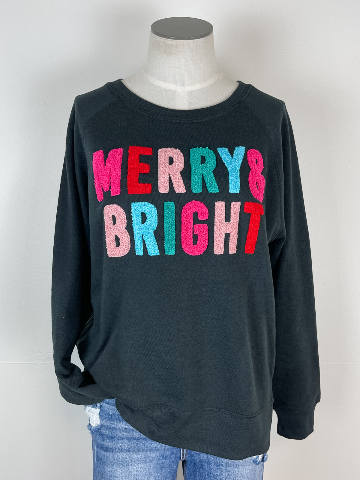 Merry & Bright Crew Neck in Black