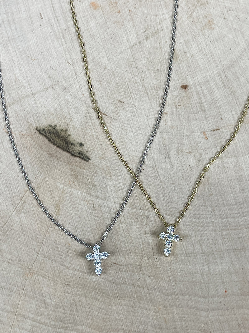 Be-Je Designs Dainty Pave Cross Necklace