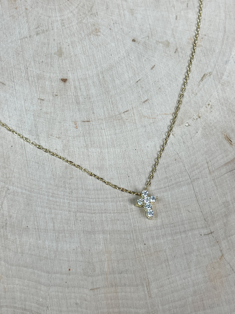 Be-Je Designs Dainty Pave Cross Necklace