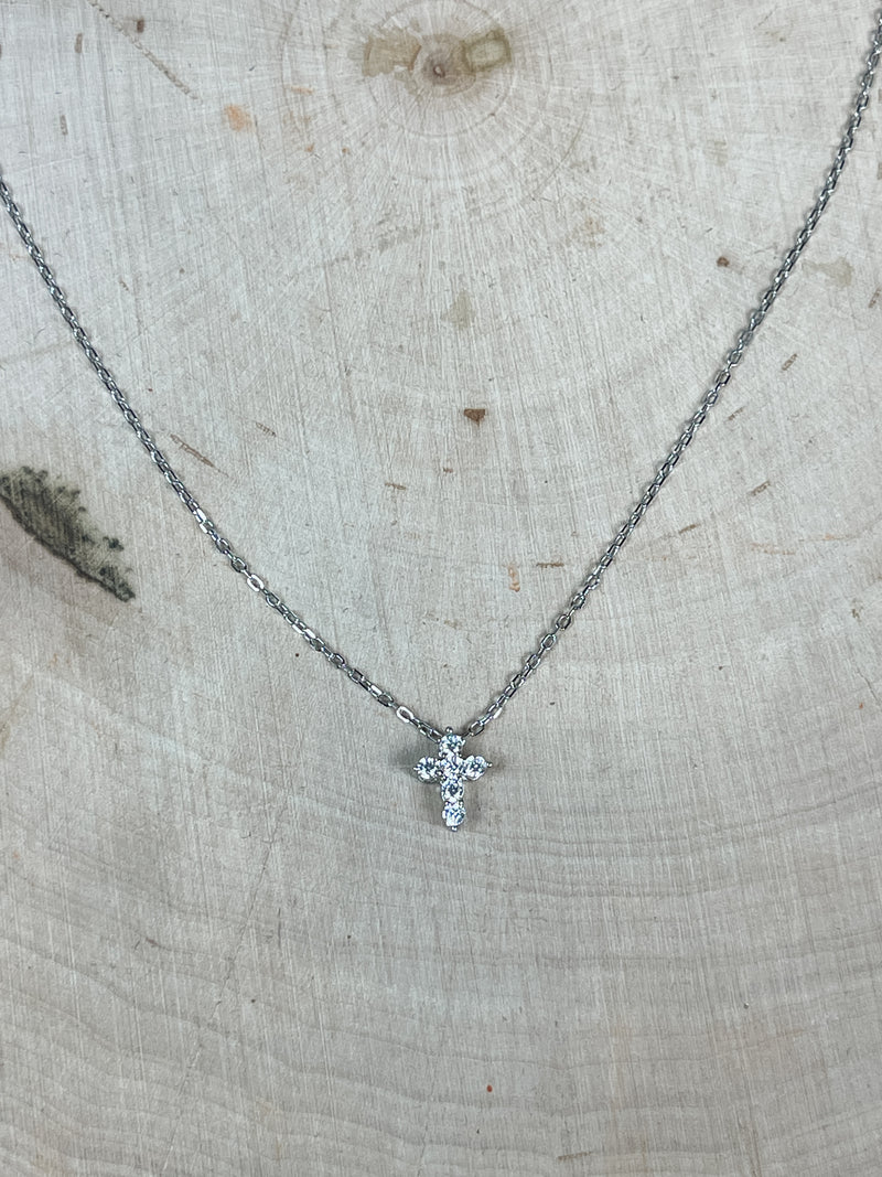 Be-Je Designs Dainty Pave Cross Necklace