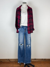 Thread & Supply Tinsel Shirt in Black/Cabernet