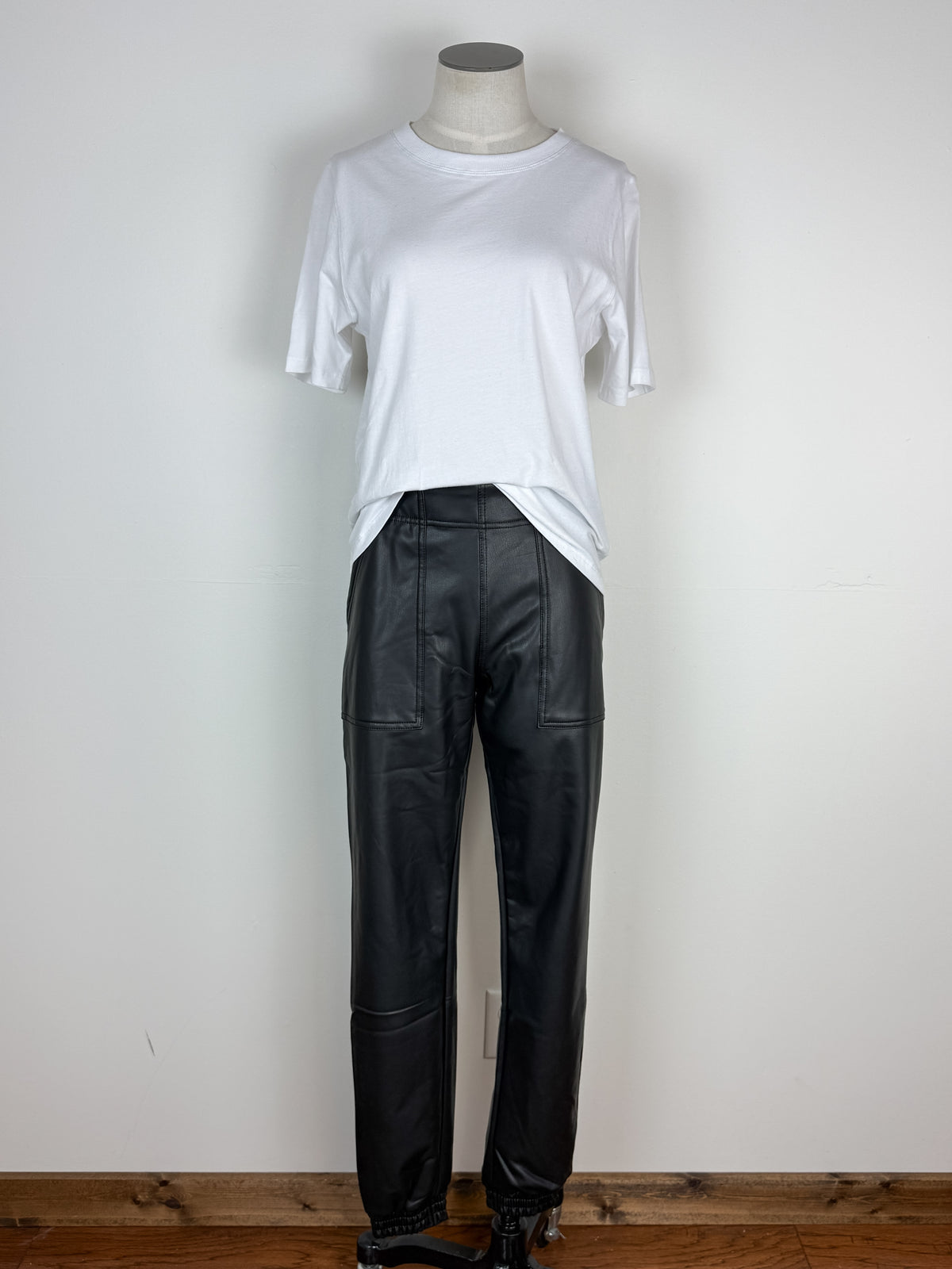 Cami Faux Leather Joggers in Black
