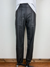 Cami Faux Leather Joggers in Black