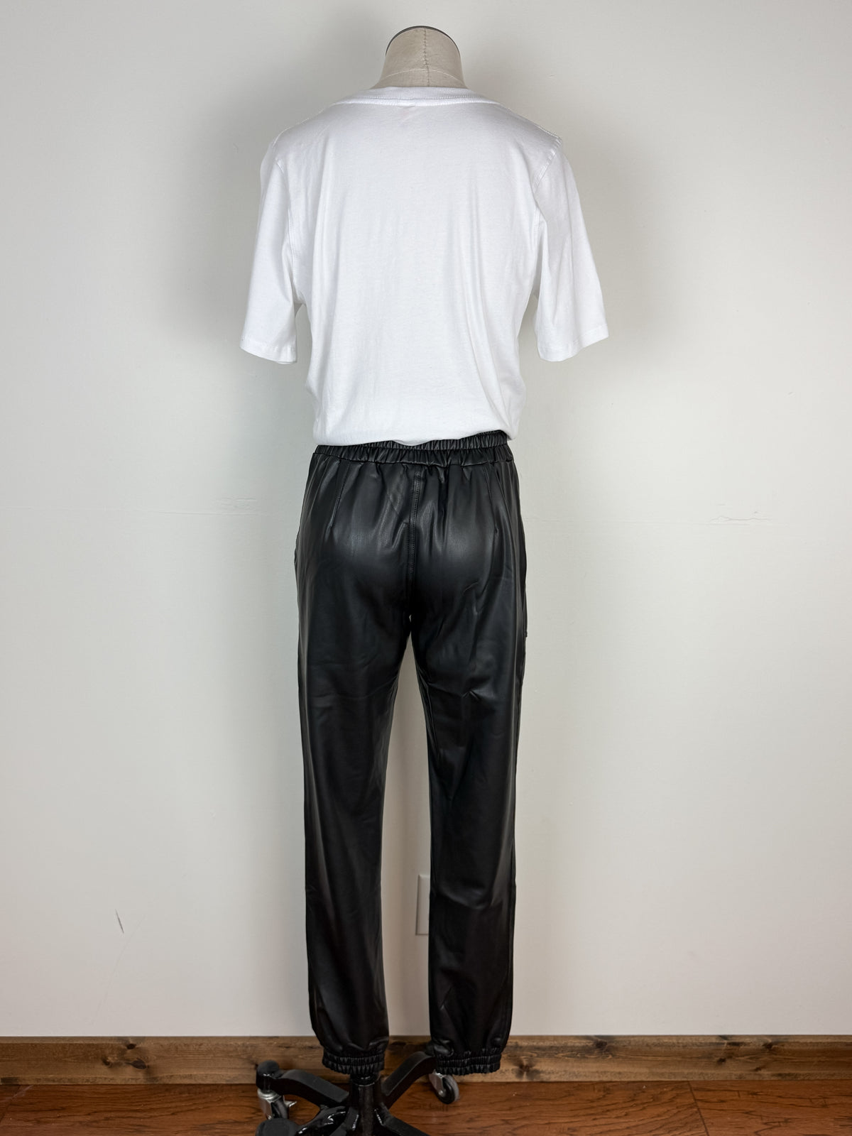 Cami Faux Leather Joggers in Black