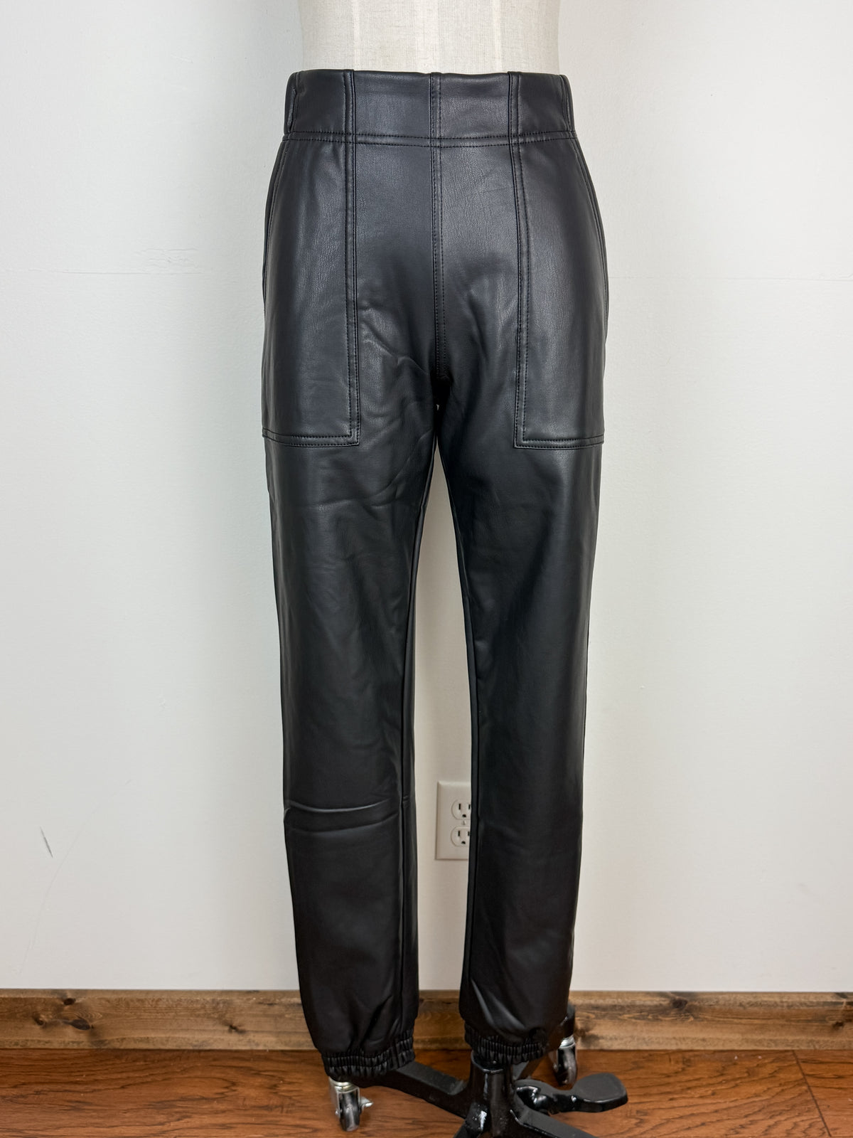 Cami Faux Leather Joggers in Black