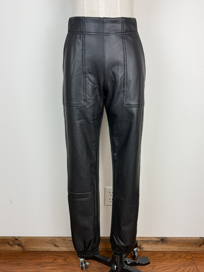 Cami Faux Leather Joggers in Black