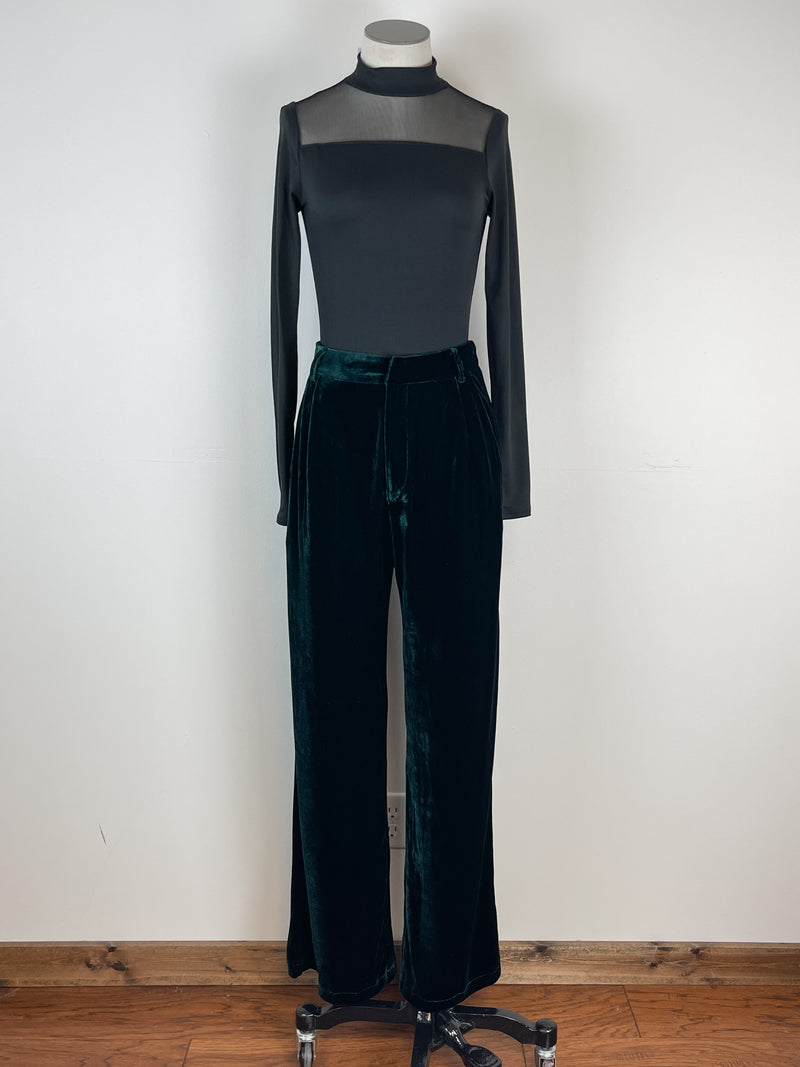 Jayla Long Sleeve Contrast Bodysuit in Black