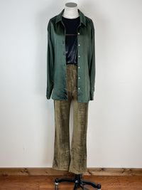Elise Micro Corduroy Flared Pant in Olive