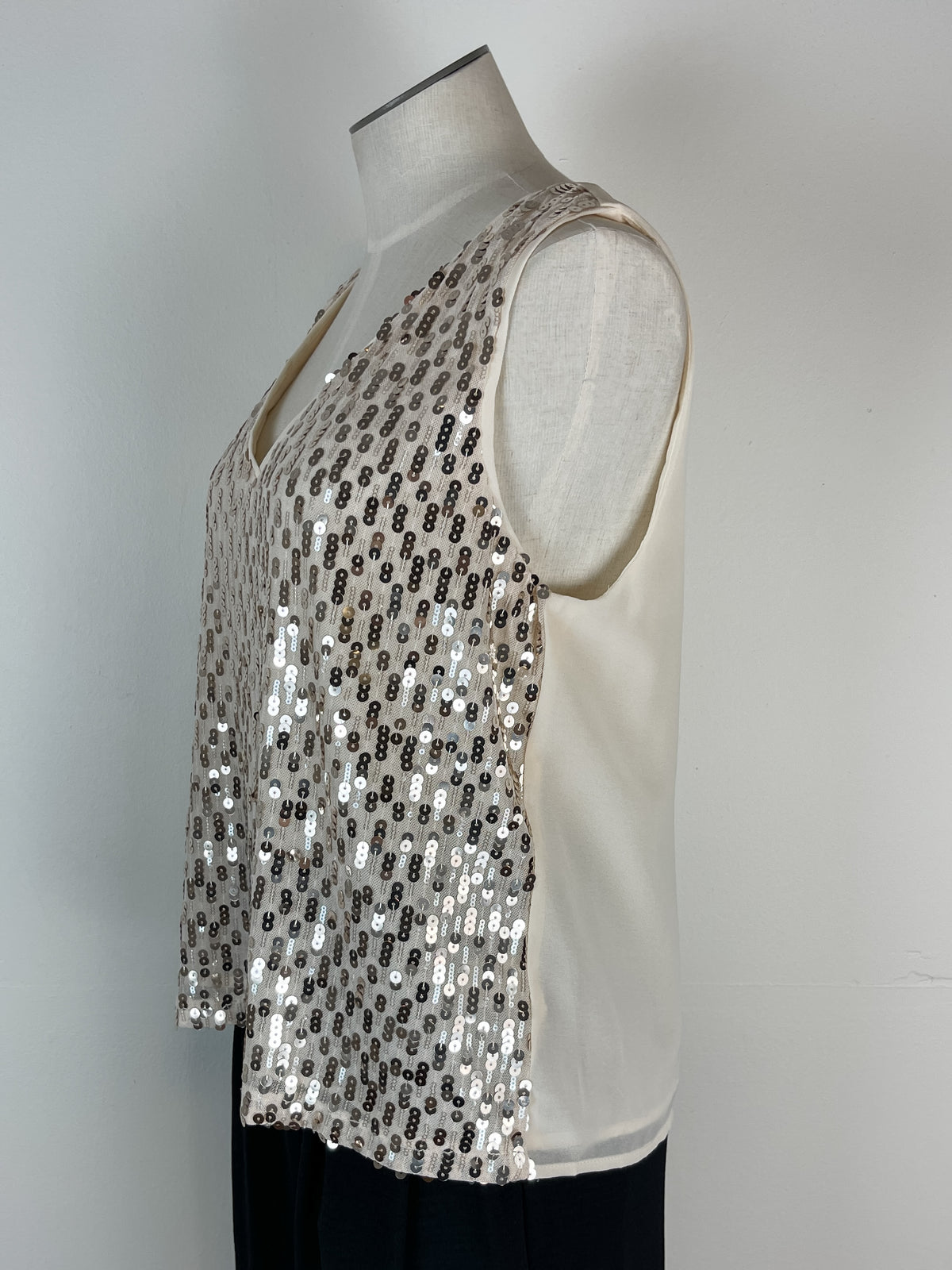 Piper V Neck Sequin Tank in Champagne