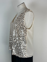Piper V Neck Sequin Tank in Champagne