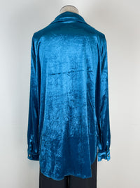 Melanie Velvet Button Down in Blue