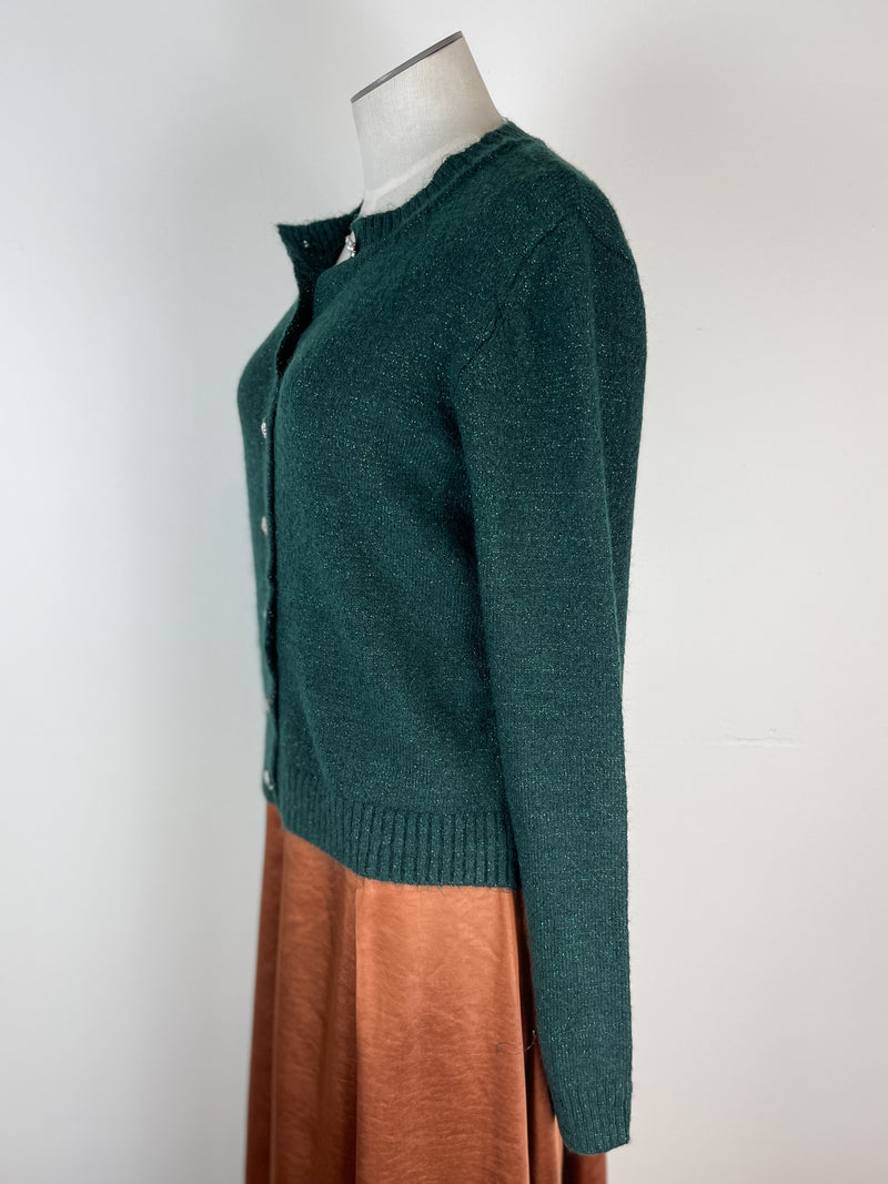 Holly Button Up Cardigan in Pine