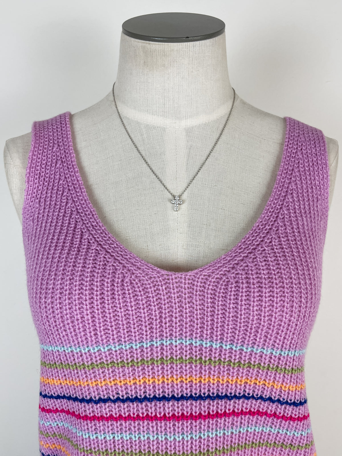 Allison Striped Knit Tank in Lavender