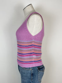 Allison Striped Knit Tank in Lavender