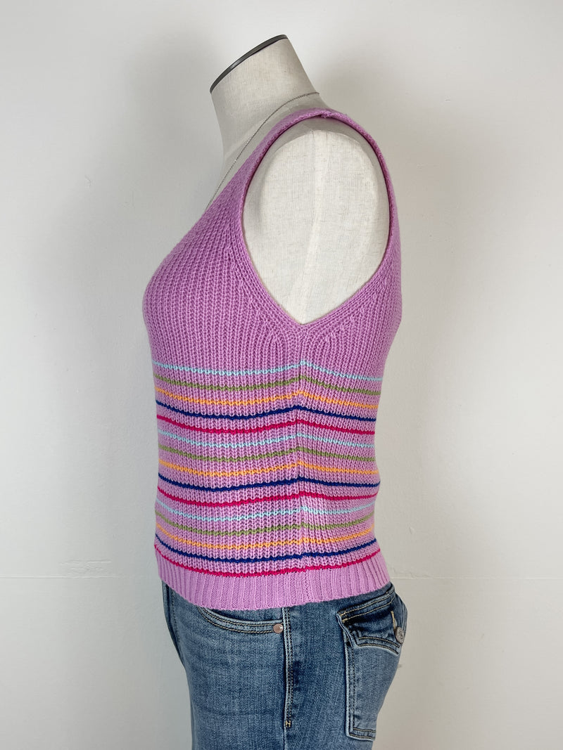 Allison Striped Knit Tank in Lavender