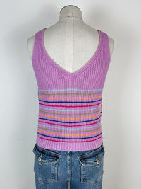 Allison Striped Knit Tank in Lavender