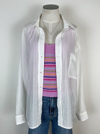 Allison Striped Knit Tank in Lavender