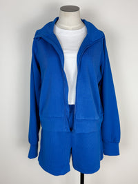 Dani Ribbed Zip Up in Blue