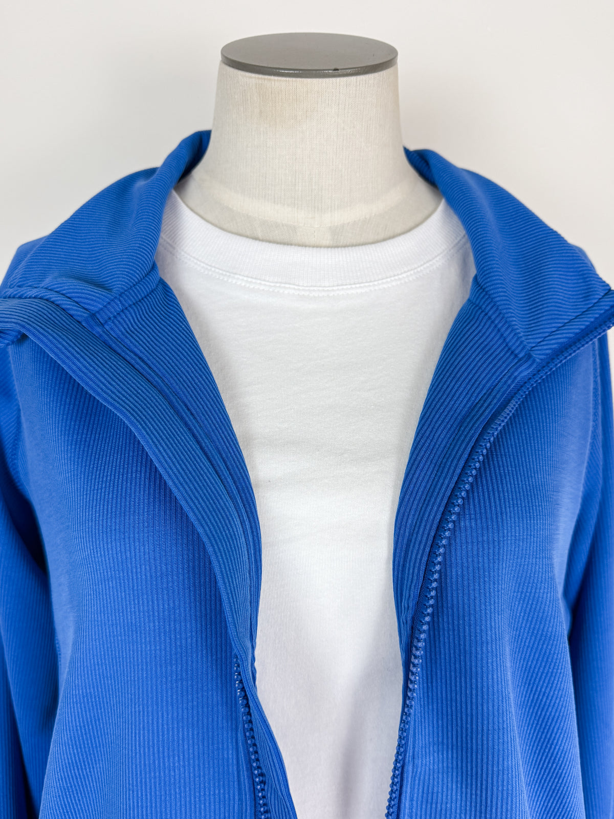 Dani Ribbed Zip Up in Blue