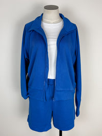 Dani Ribbed Zip Up in Blue