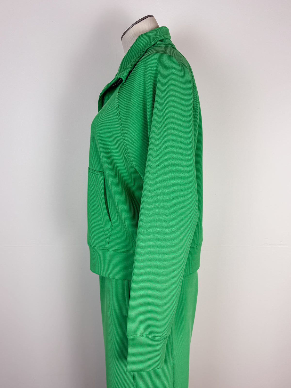 Carly Ribbed 1/4 Zip in Green Pop