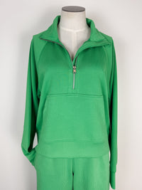 Carly Ribbed 1/4 Zip in Green Pop