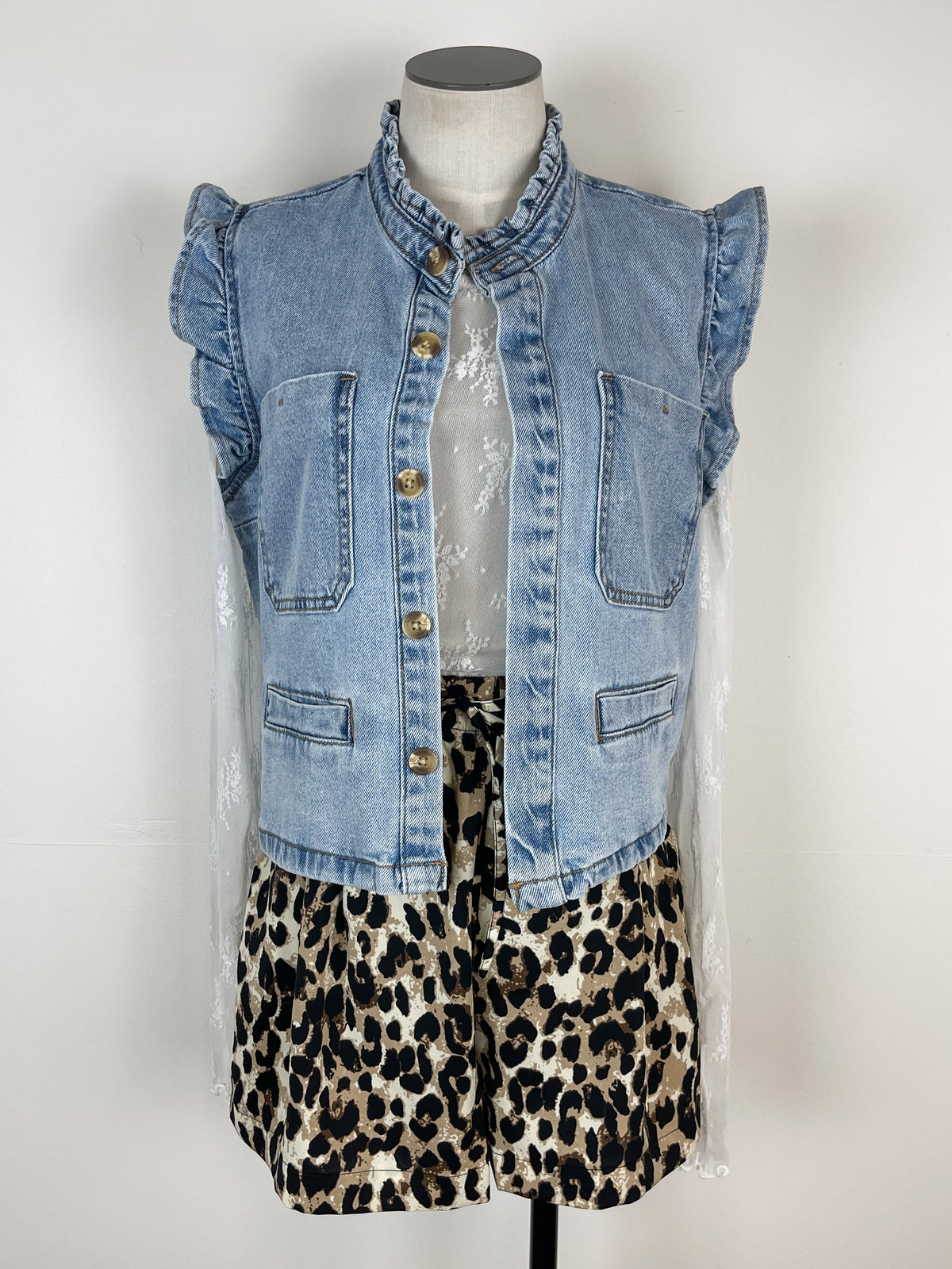 Remi Ruffle Sleeve Denim Vest