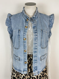 Remi Ruffle Sleeve Denim Vest