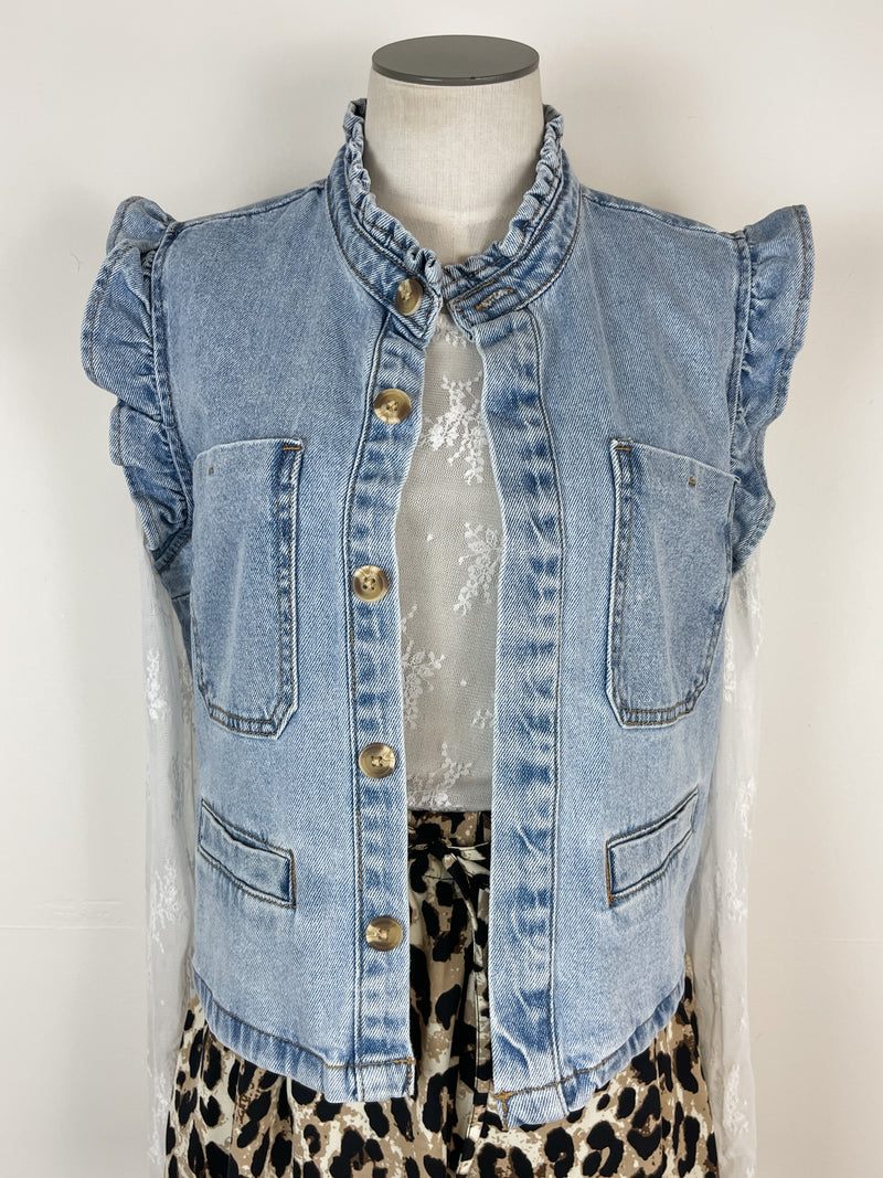 Remi Ruffle Sleeve Denim Vest