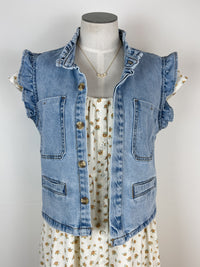 Remi Ruffle Sleeve Denim Vest