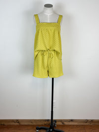 Gingham Seersucker Square Neck Tank in Chartreuse Yellow