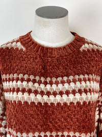 Indie Chenille Striped Sweater in Rust