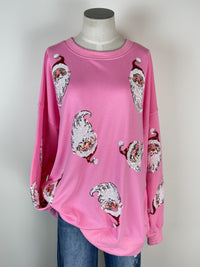 Sequin Santa Pull Over in Pink